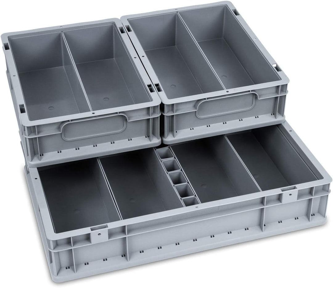 aidB NextGen Einsatzkasten Set "1/8 Unterteilung", 600 x 400 x 120 mm, ideal als Einsatz für Schubla