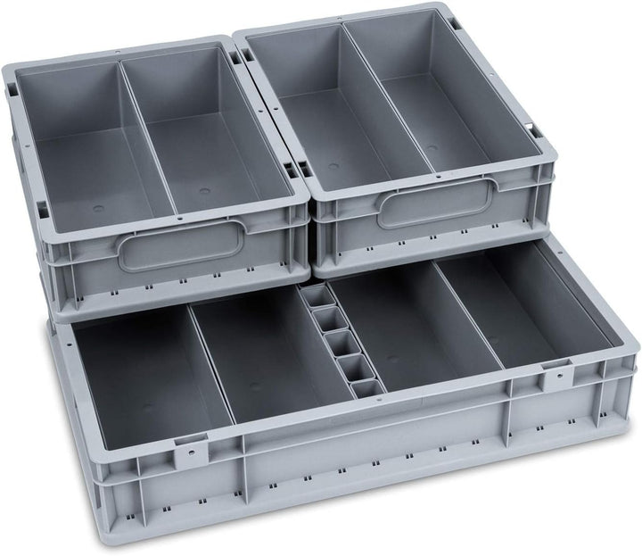 aidB NextGen Einsatzkasten Set "1/8 Unterteilung", 600 x 400 x 120 mm, ideal als Einsatz für Schubla