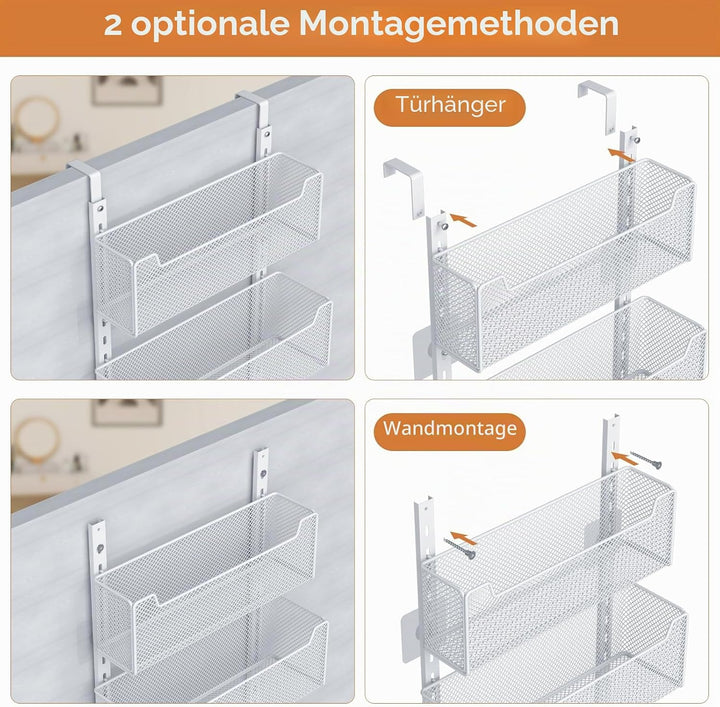 VyGrow Türorganizer, Metall-Türorganizer zum Aufhängen mit 5 verstellbaren Körben und Kleiderhaken,