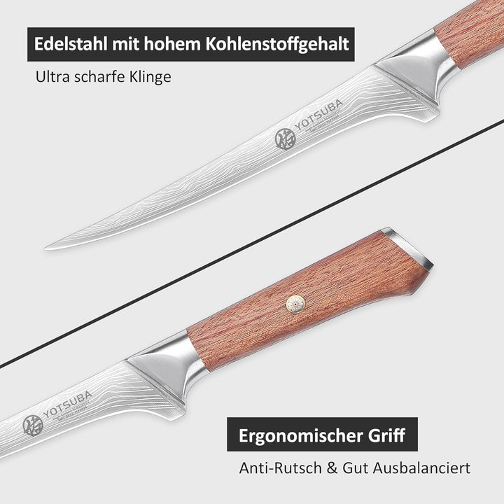 YOTSUBA Filetiermesser, 18cm Küchenmesser Filitiermesser Scharf, Profi Fischmesser, Deutscher Edelst