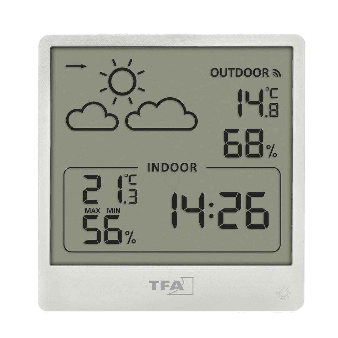 TFA Dostmann Cleo Funk Wetterstation innen und aussen, 35.1176.02, mit Aussensensor, Temperatur und
