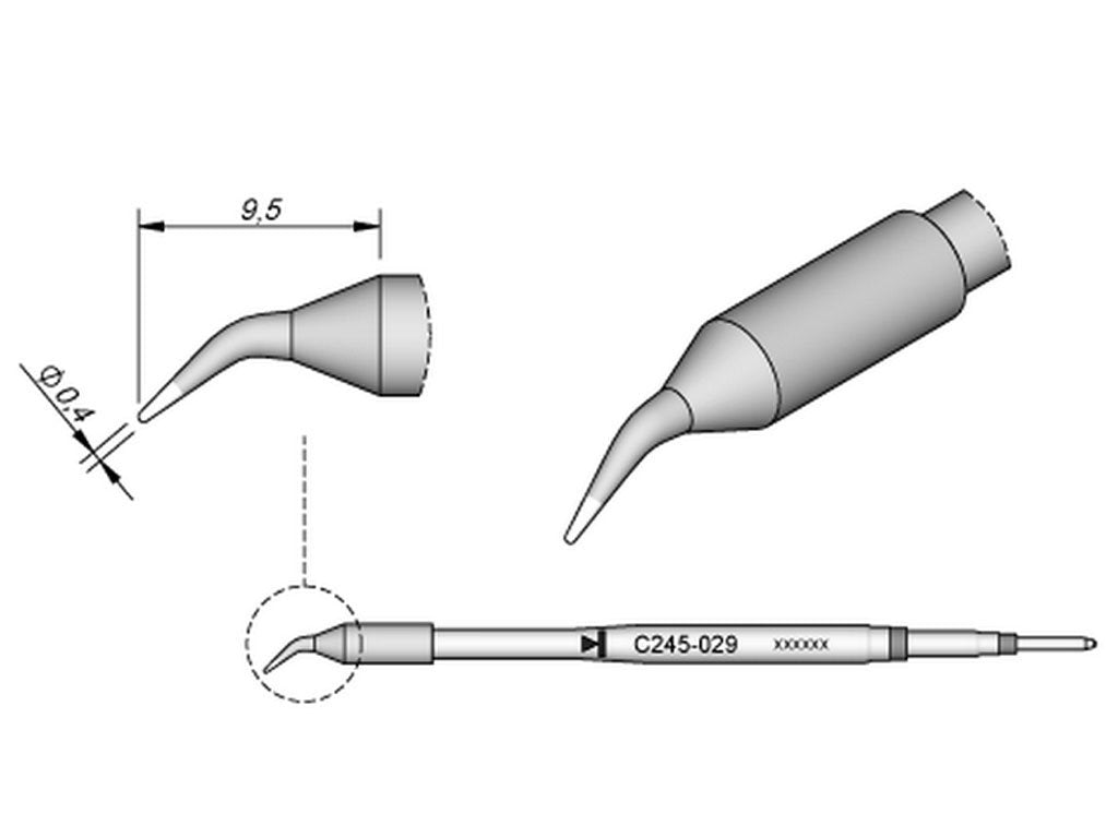 JBC Tools C245032 Lötspitze Rundform, gerade Spitzen-Grösse 0.4mm Inhalt 1St.