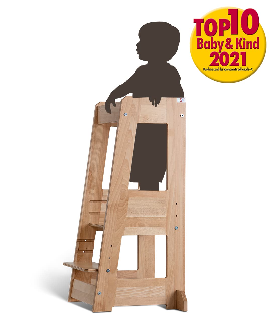 tiSsi Lernturm Felix, Entdeckerturm Montessori mitwachsend Buche natur