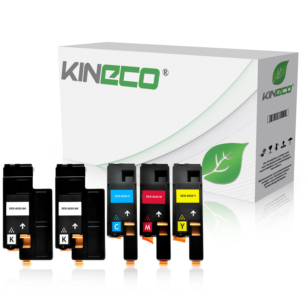 5 Toner kompatibel mit Xerox Phaser 6020BI, 6022, 6027, WorkCentre WC 6025, 6027 - Schwarz je 2.000