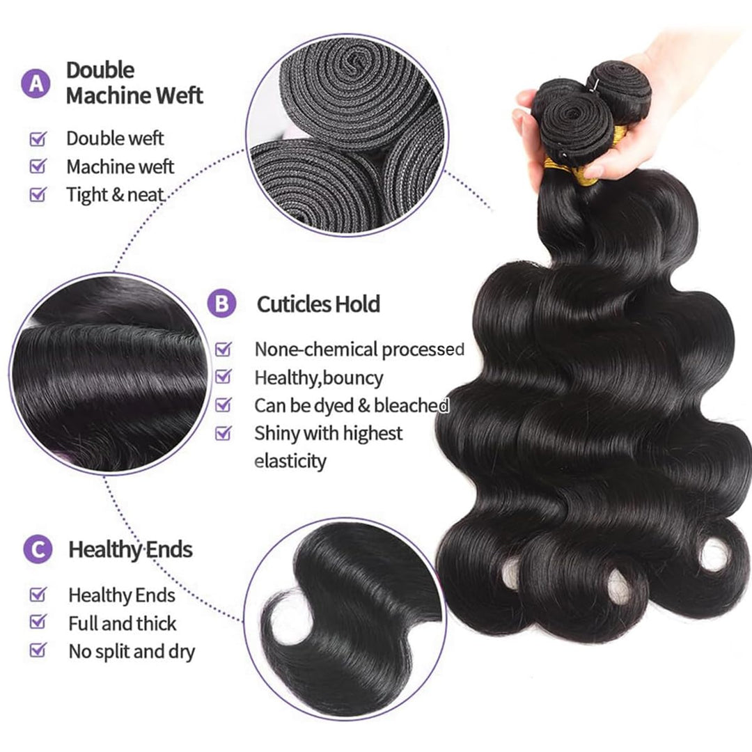 Body Wave Bundles Human Hair Echthaar Tressen Extensions Menschliches Haar Extensions 3 Bundles 100g