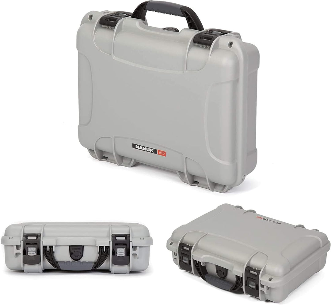 Nanuk 910 Wasserdichter Hartschalenkoffer Mit Plüschschaumeinlage - Silber Silber Cubed Foam Hülle,