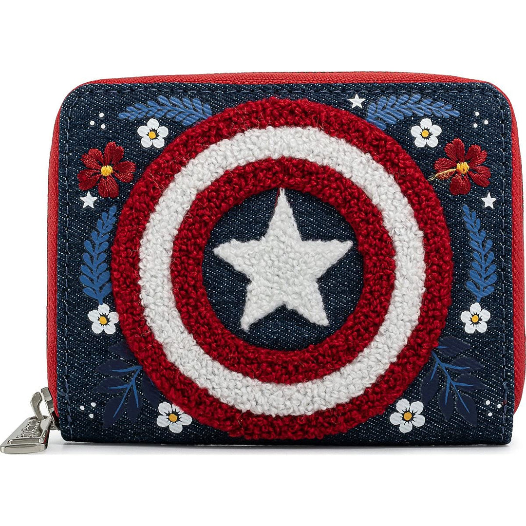 LOUNGEFLY Unisex Kinder Mvwa0157 x Marvel Captain America 80th Anniversary Floral Shield Zip-Around