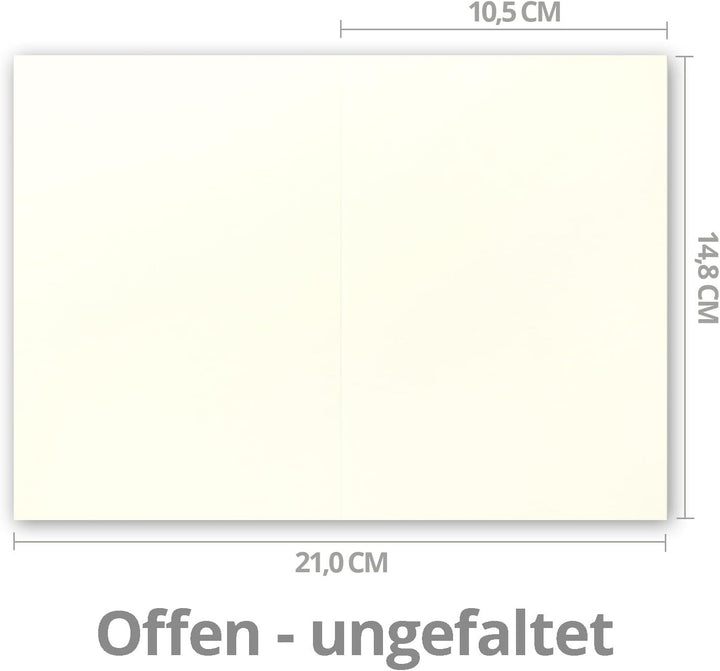 700x Faltkarten SET DIN A6/C6 mit Brief-Umschlägen in Natur-Weiss - inklusive Einleger - 14,8 x 10,5