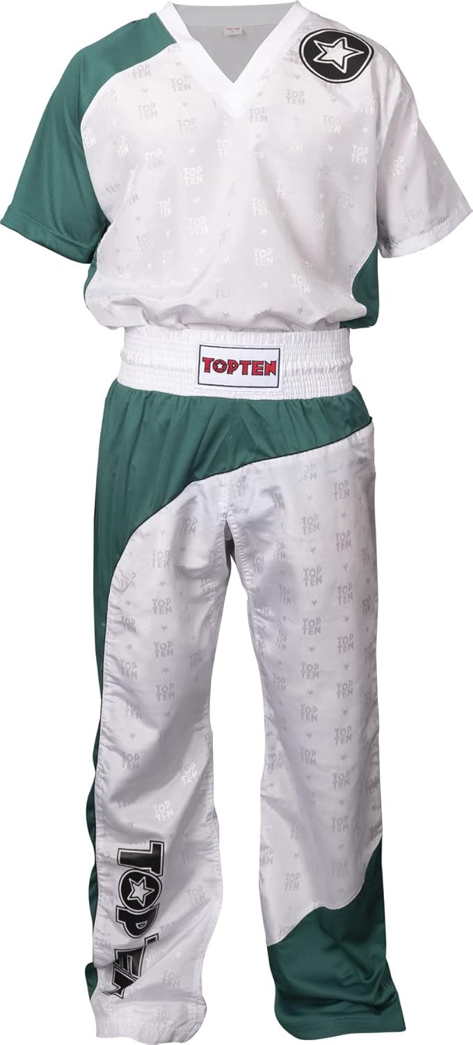 TopTen Kickboxuniform „Bow“ Weiss - Petrol - Schwarz S, Weiss - Petrol - Schwarz S