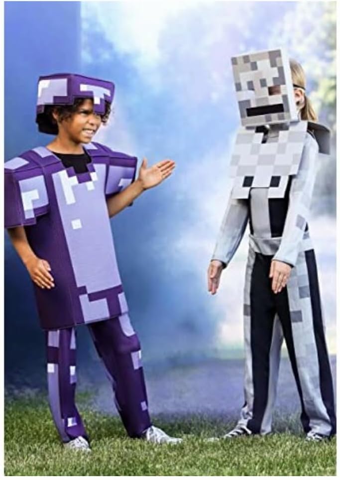 Minecraft Skelett-Kostüm für Kinder, Videospiel-inspiriertes Charakter-Outfit, klassisches Kind, Grö