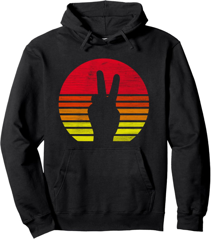 Retro Peace Finger Pullover Hoodie