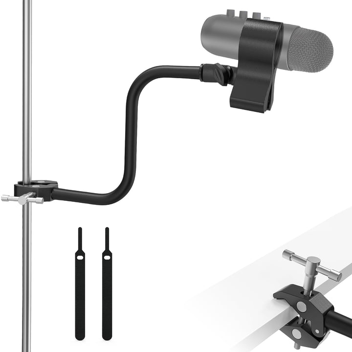 ZealSound Mikrofon Arm, Schwanenhals Arm mit robuster Krabbenklemme für runde Rohre und Tischplatten