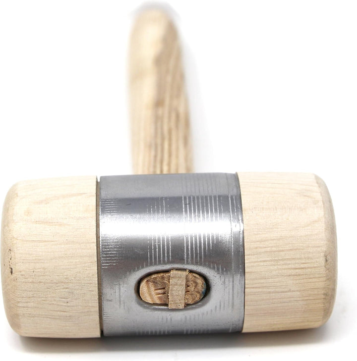STUBAI HOLZHAMMER mit Metallmantel Ø 50 mm | robuster Holzhammer mit Weissbuchenkopf & Metallring |