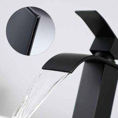 CECIPA Wasserhahn Bad Schwarz, Wasserfall Wasserhahn Schwarz Waschtischarmatur Wasserfall Waschbecke