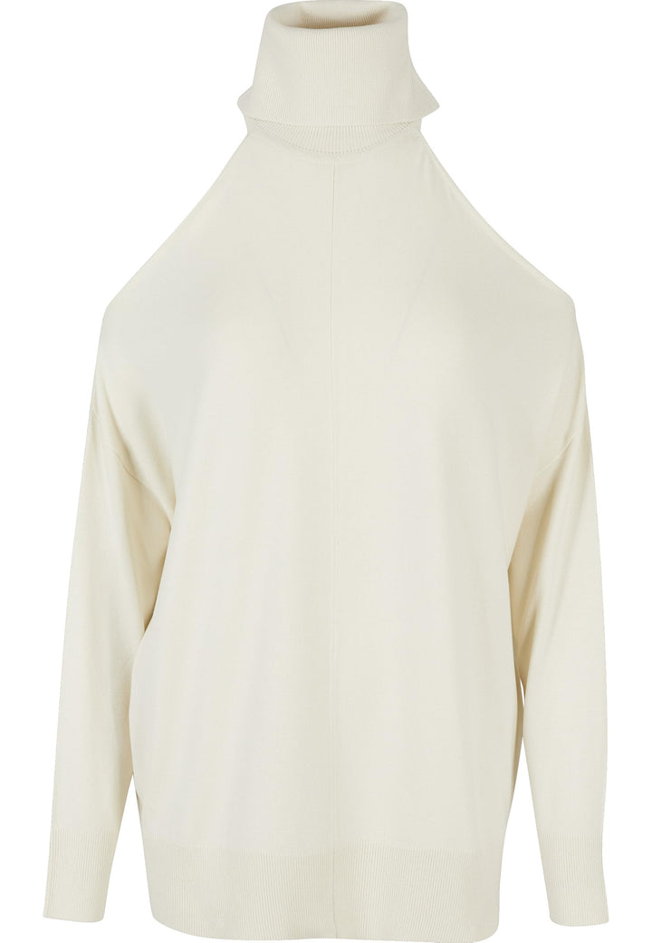 Urban Classics Damen Ladies Cold Shoulder Turtelneck Sweater XXL Whitesand, XXL Whitesand