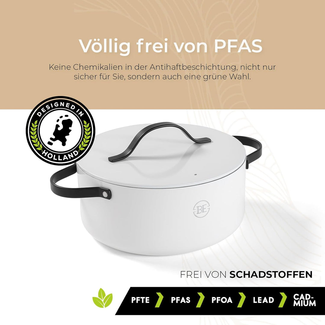 BE Living Essential Schmortopf mit Deckel – Ø 24 cm – Keramische Antihaftbeschichtung – Induktionsge