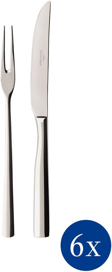 Villeroy und Boch Piemont Steakbesteck Set 12 TLG, 18/10 Edelstahl, 28,5 x 20 x 5 cm Modern & Schlic