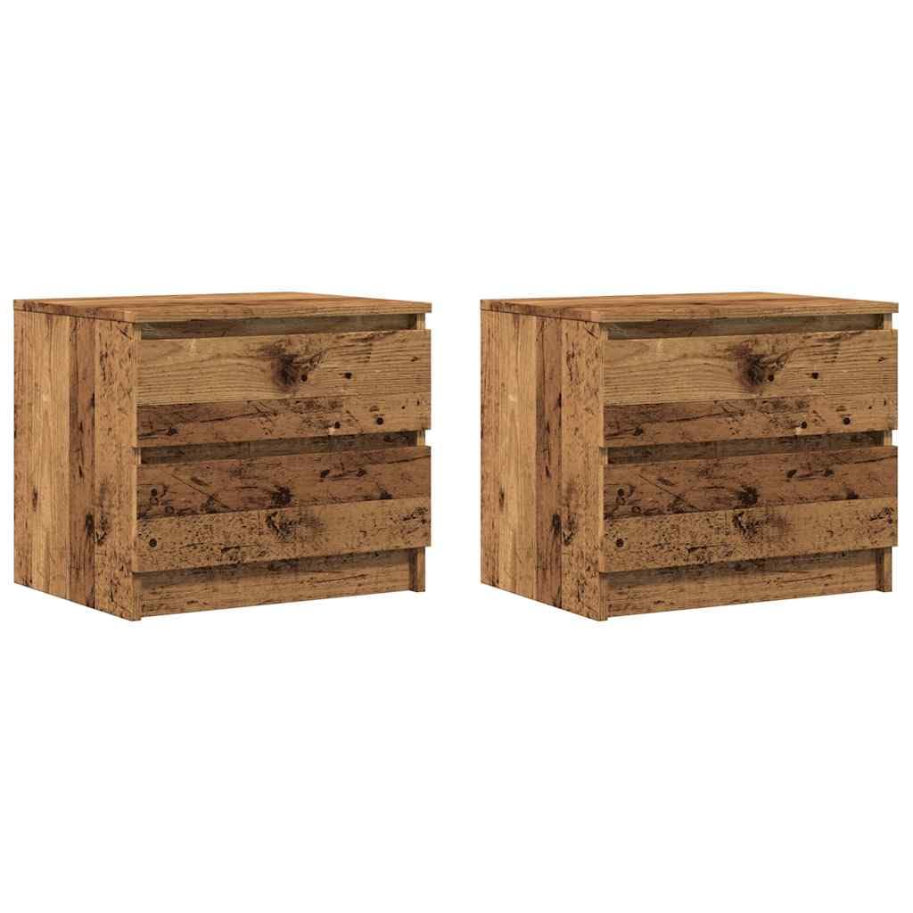 vidaXL Nachttische 2 STK. Altholz-Optik 50x40x43,5 cm Holzwerkstoff, Schrank, Beistellschrank, Nacht