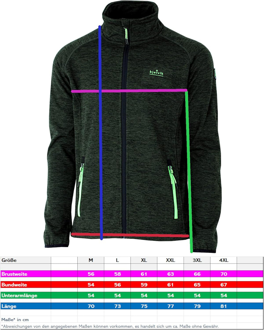 Kjelvik Herren Jacke Sweatjacke Mike XL Grün, XL Grün