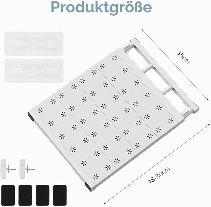 Verstellbare Regale für Schrank, Erweiterbares Einlegeböden Schrankregal, Nagelfrei Teleskop Regaltr