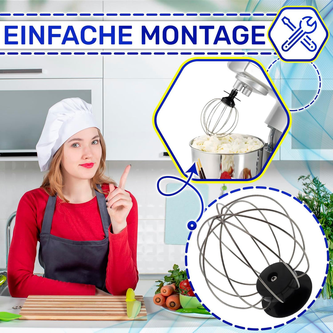 MONTERAL Schneebesen für Küchenmaschine mit Originalcode AT6116022700 für Ariete