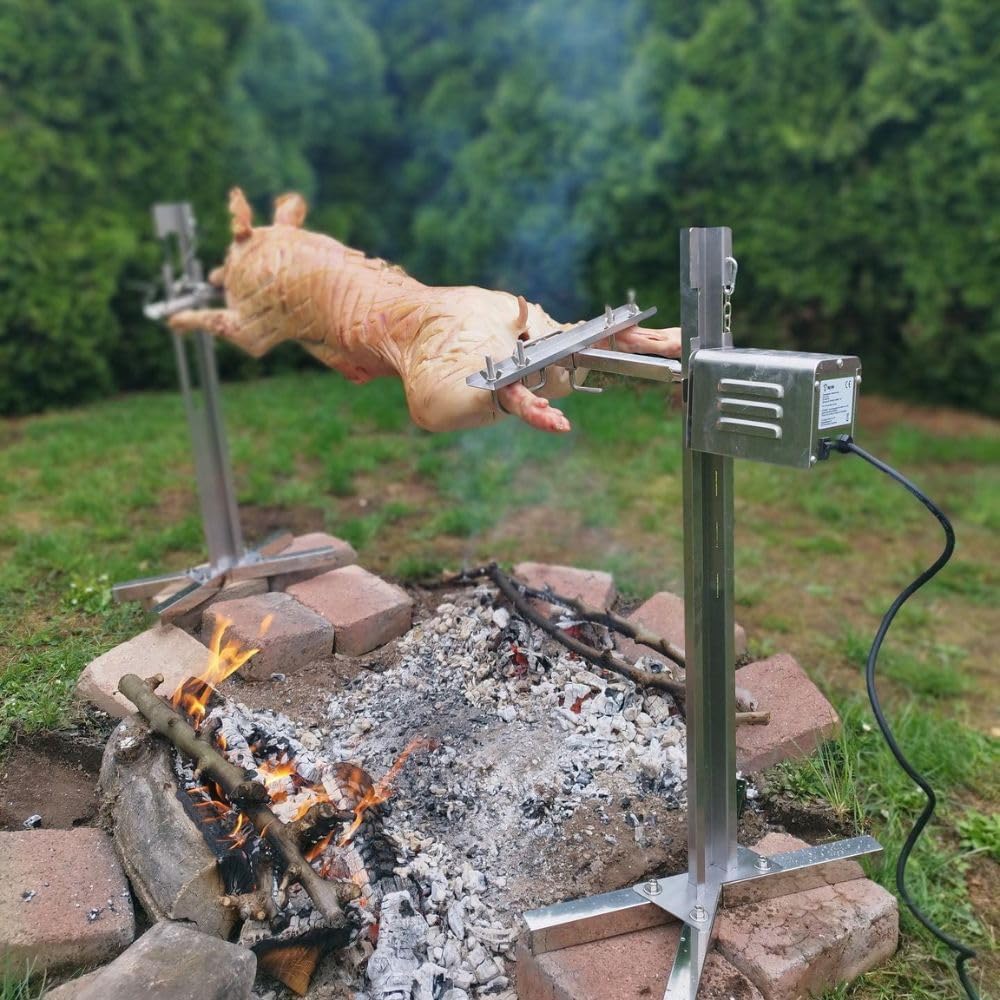BBQ-Toro Edelstahl Spanferkelgrill mit Motor | höhenverstellbarer Spiessgrill | Elektrisches Edelsta