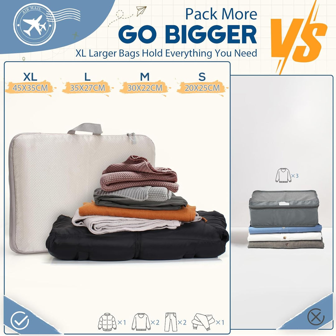 Kompressionstaschen für Koffer, Large Packwürfel für Suitcase, Wasserdichte Reise Kompressionsbeutel