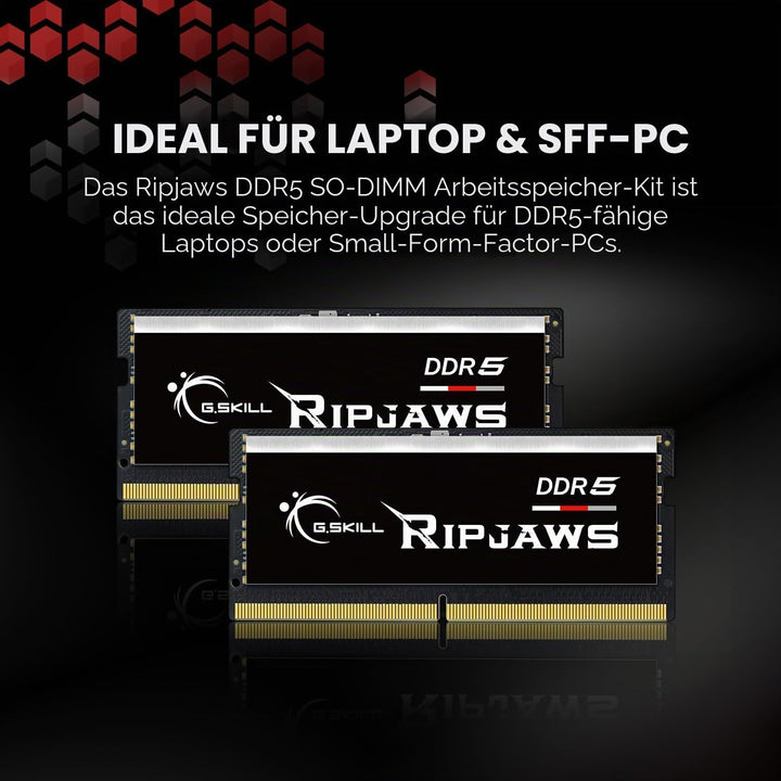 G.Skill SO-DIMM 32 GB DDR5-5600 (2X 16 GB) Dual-Kit (schwarz, F5-5600S4645A16GX2-RS, Ripjaws, Intel
