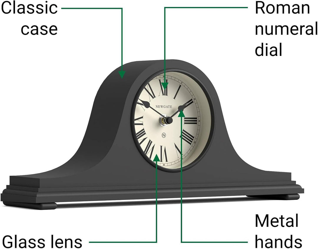 NEWGATE® Time Machine Kaminsims Uhr | Klassisches Design des napoleonhutes | Dunkelgrau | Römische z