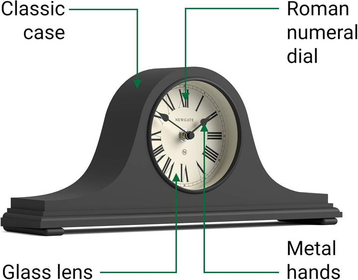 NEWGATE® Time Machine Kaminsims Uhr | Klassisches Design des napoleonhutes | Dunkelgrau | Römische z