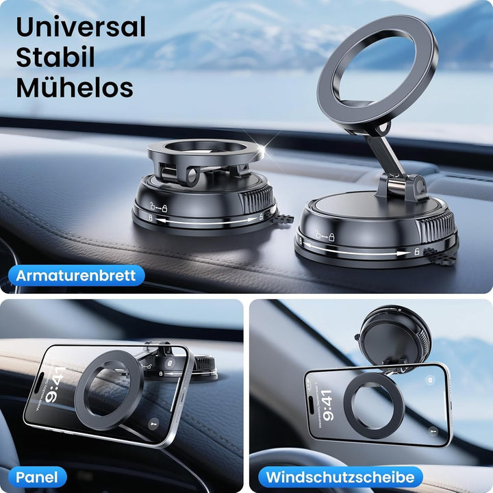 GizmoVine Magnetische Autohalterung für Handy, 2026 Upgrade, 360° Einstellbar, 35kg Starksaugnapf, M