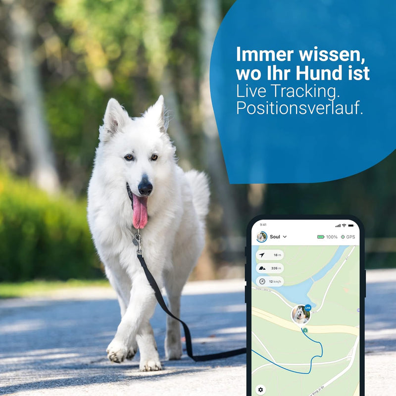 HUNTER Halsband Swiss S-M (47), rot/schwarz, Tractive GPS Tracker für Hunde (Weiss), GPS mit unbegre