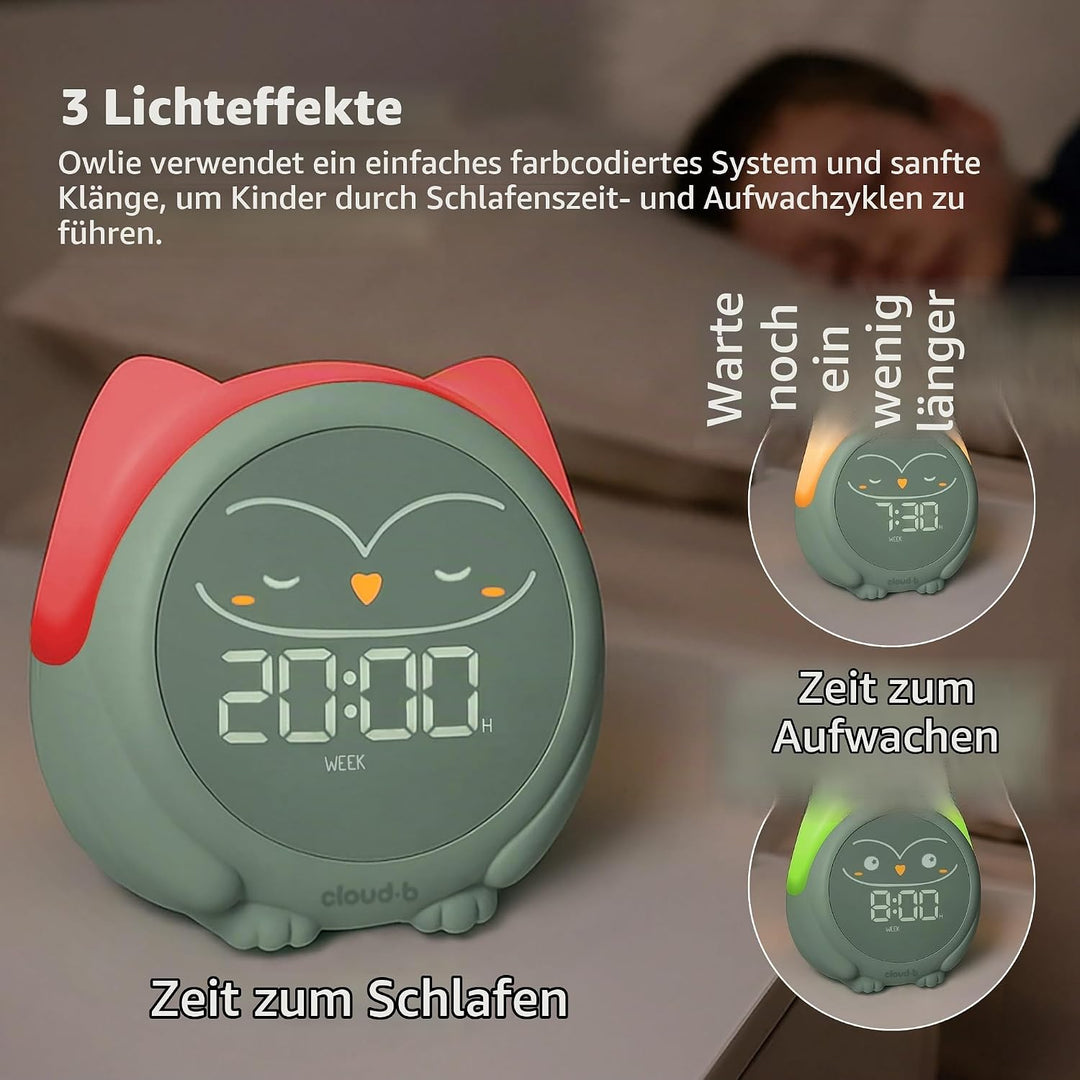Cloud b Owlie Der Magische Schlaftrainer und Wecker | Schlaftrainings-Uhr für Kinder | 3 Lichtmodi |