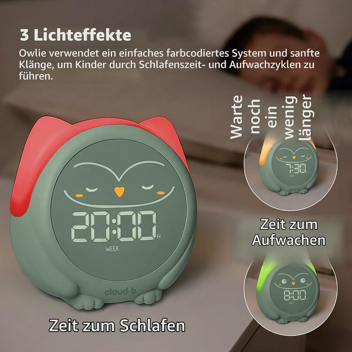 Cloud b Owlie Der Magische Schlaftrainer und Wecker | Schlaftrainings-Uhr für Kinder | 3 Lichtmodi |