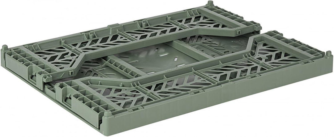 AYKASA Klappkiste, stabile Faltkiste aus Kunststoff, stapelbar, Almond Green, Midi (40x30x14cm) Almo