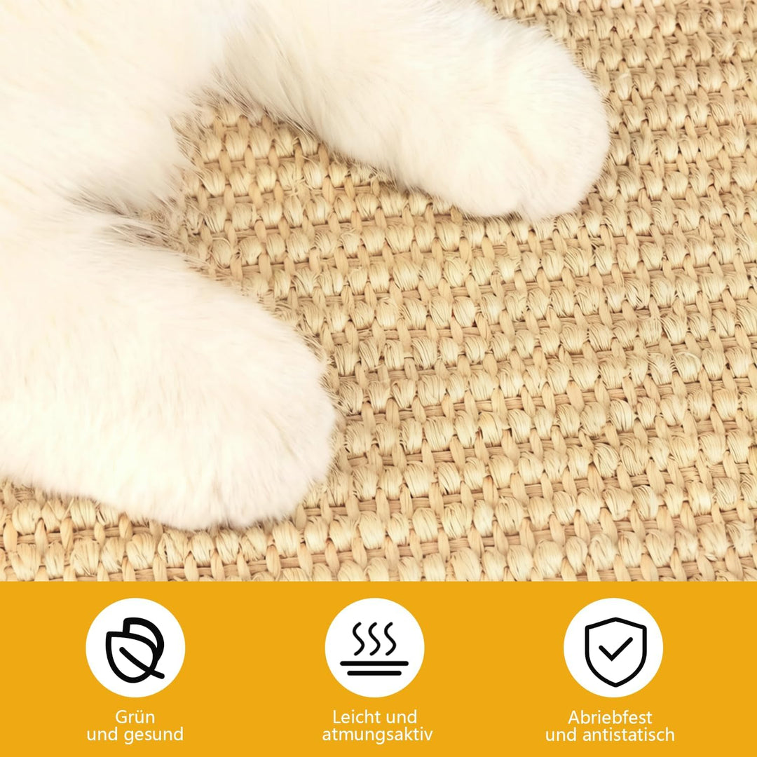Kratzmatte Katze,2 Pack Kratzbretter Katze Sisal, Kratzmatte Katze aus natürlichem Sisal mit Selbstk