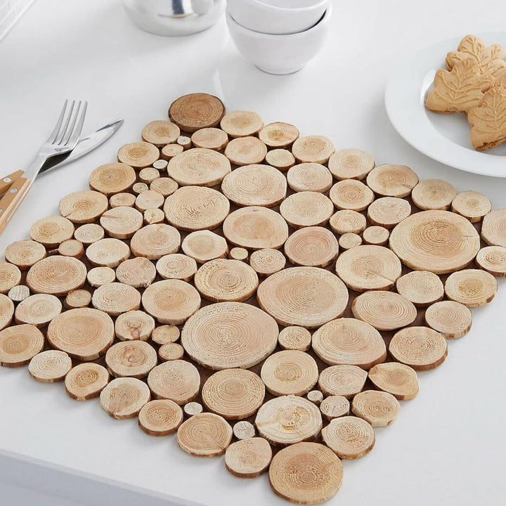 100Pcs Holzscheiben 1-3cm, Baumscheiben mit Rinde Ungebohrte Holz Log Scheiben Holzkreise Holz-Schei