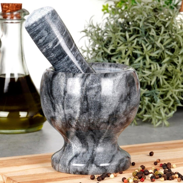 Granitmörser Küchenmörser Steinmörser mit Stössel für Gewürze Nüsse schwer robust 11 cm