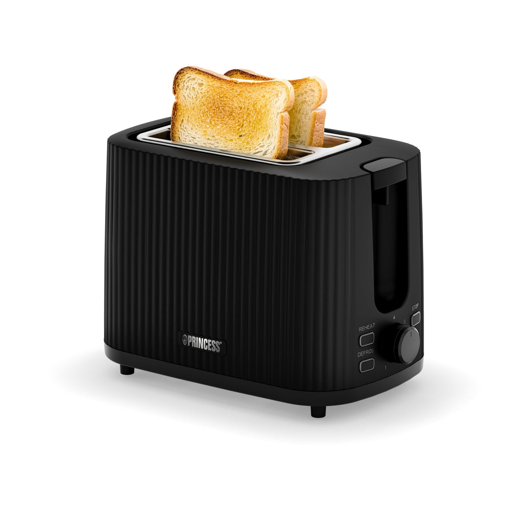 Princess Toaster Wave Edelstahl-Optik, 2 Scheiben, 7 Bräunungsstufen, Auftau- und Aufwärmfunktion, K