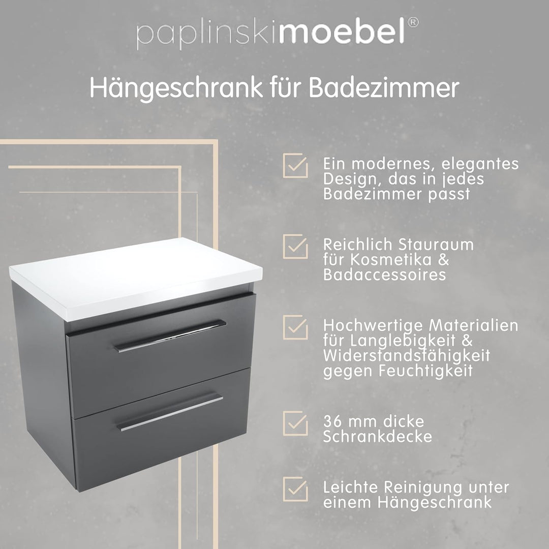 paplinskimoebel Waschbeckenunterschrank für Aufsatzwaschbecken Unterschrank 50 cm 60 cm 80 cm Breit