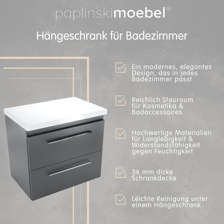 paplinskimoebel Waschbeckenunterschrank für Aufsatzwaschbecken Unterschrank 50 cm 60 cm 80 cm Breit