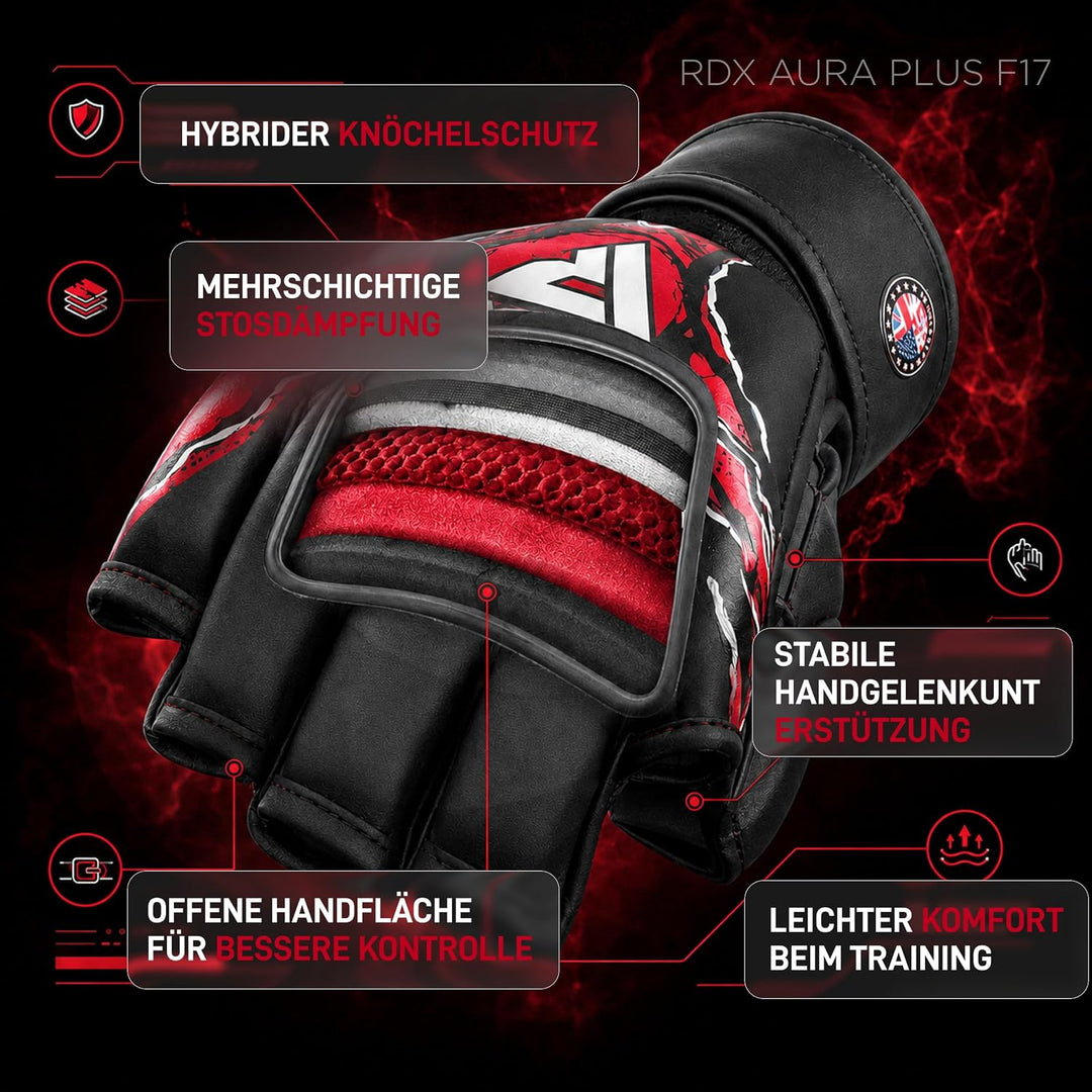 RDX Grappling Gloves Shooter NEW Aura F17 Black/Red M, Black/Red M