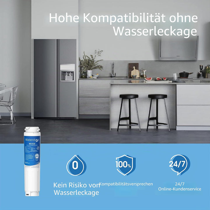 Waterdrop WD-F25 Kühlschrank Wasserfilter Kompatibel mit Bosch Ultra Clarity 644845, Siemens Kühlsch