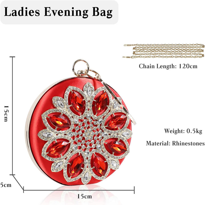 CORIOS Damen Strass Abendtasche Elegant Rund Brauttasche Diamant Clutch Bag Luxus Handgelenktasche A
