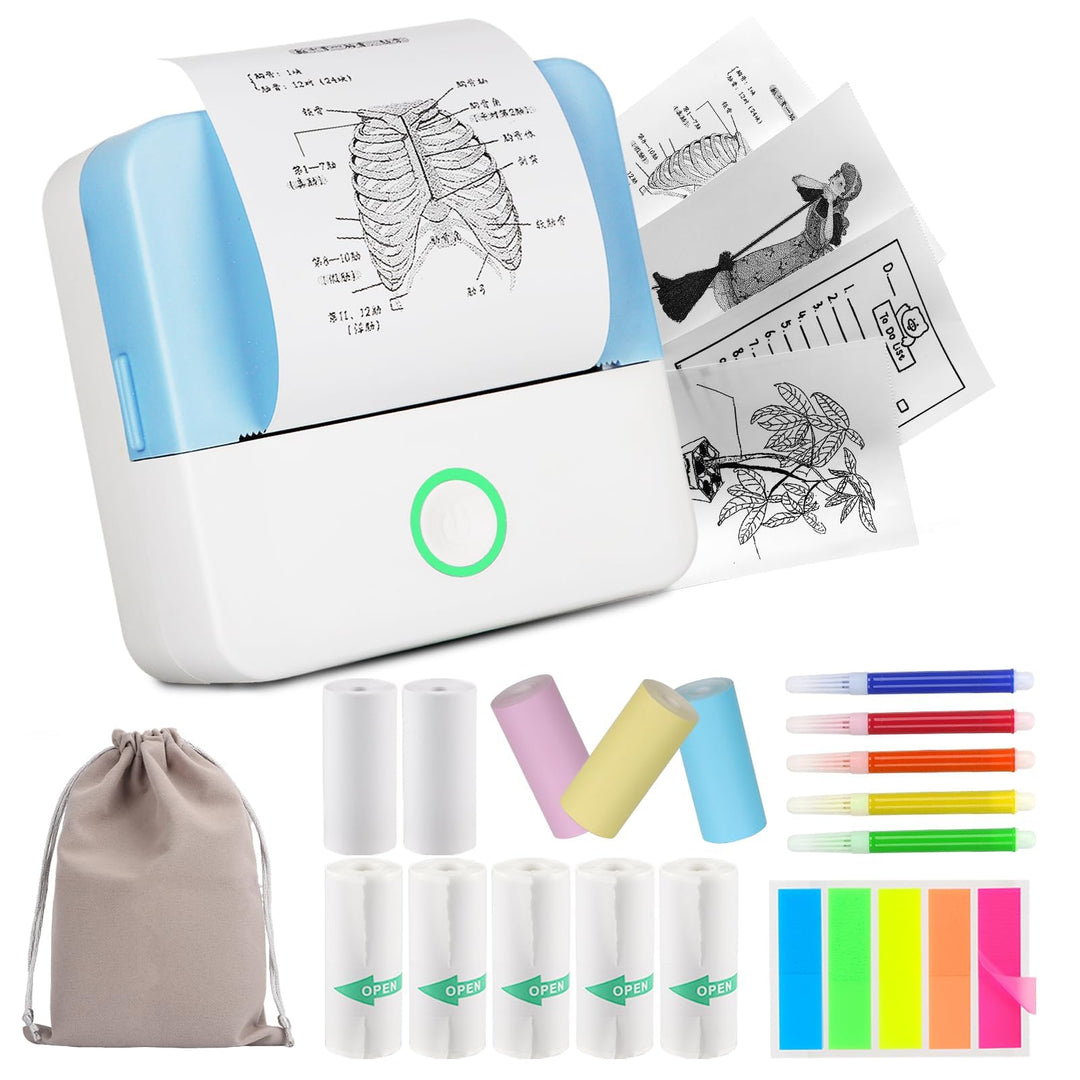 HUIJUTCHEN Mini Drucker, Wireless Bluetooth Fotodrucker Tragbarer Thermodrucker Smartphone Taschendr