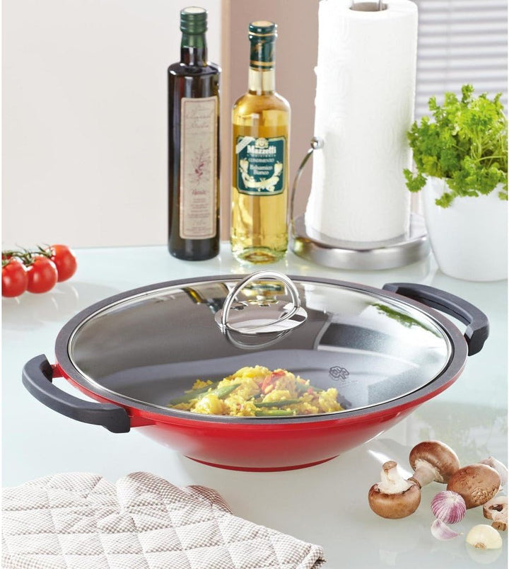 Wok "Gloria" 36cm in rot von Schulte Ufer (Induktionsgeeignet)