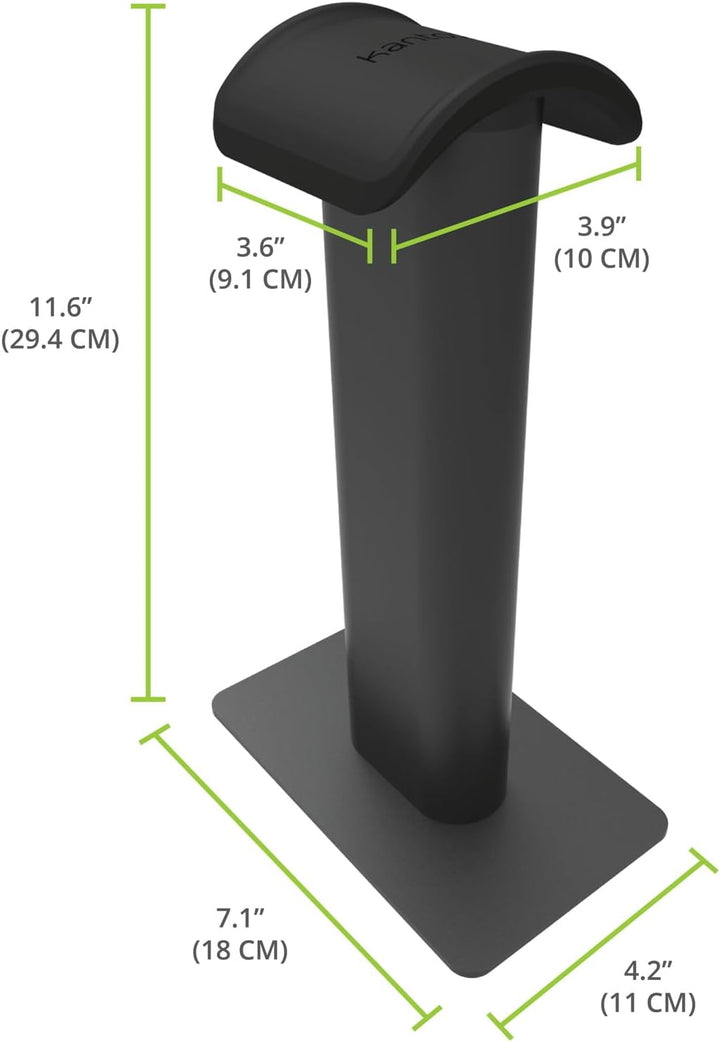 Kanto H2 Desktop Headphone Stand | Supports 10 kg | Curved Silicone Design Prevents Indents | Black,