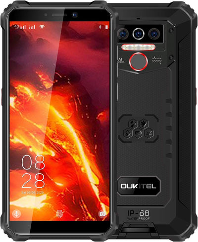 OUKITEL WP5 PRO 4G Outdoor Smartphone ohne Vertrag, 8000mAh Batterie 4 LED Blitzlicht, Android 10 Ro