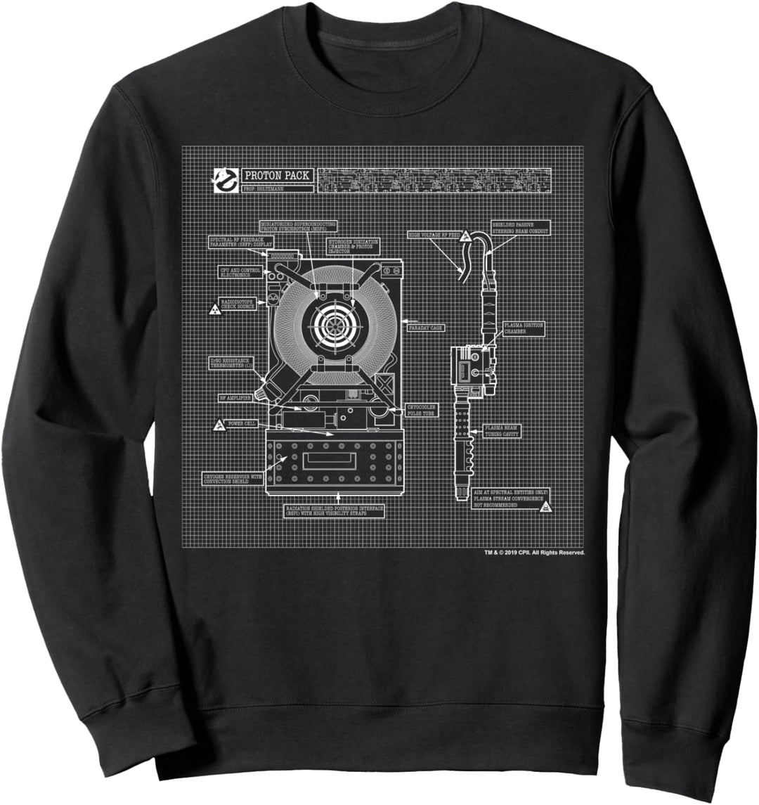 Ghostbusters Proton Pack Schematics Sweatshirt