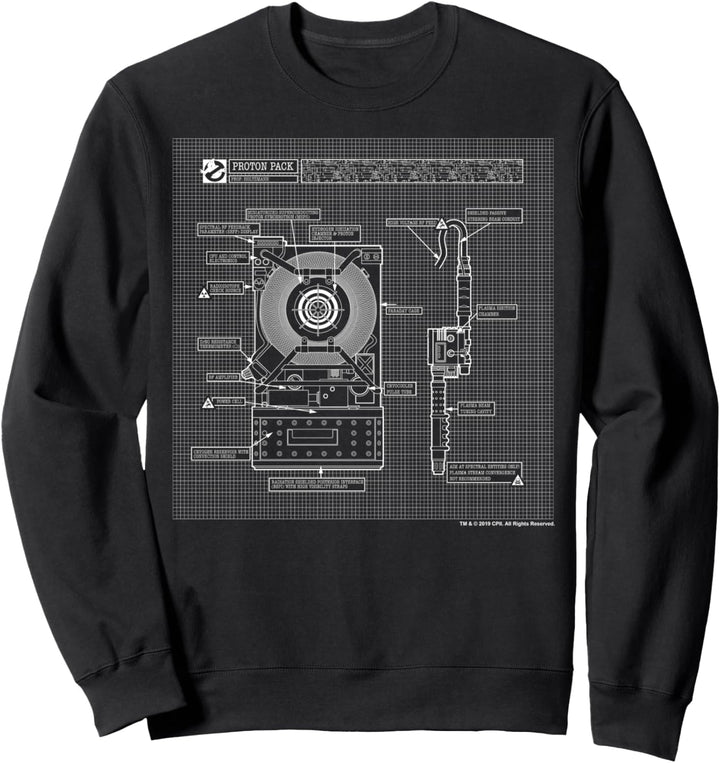 Ghostbusters Proton Pack Schematics Sweatshirt